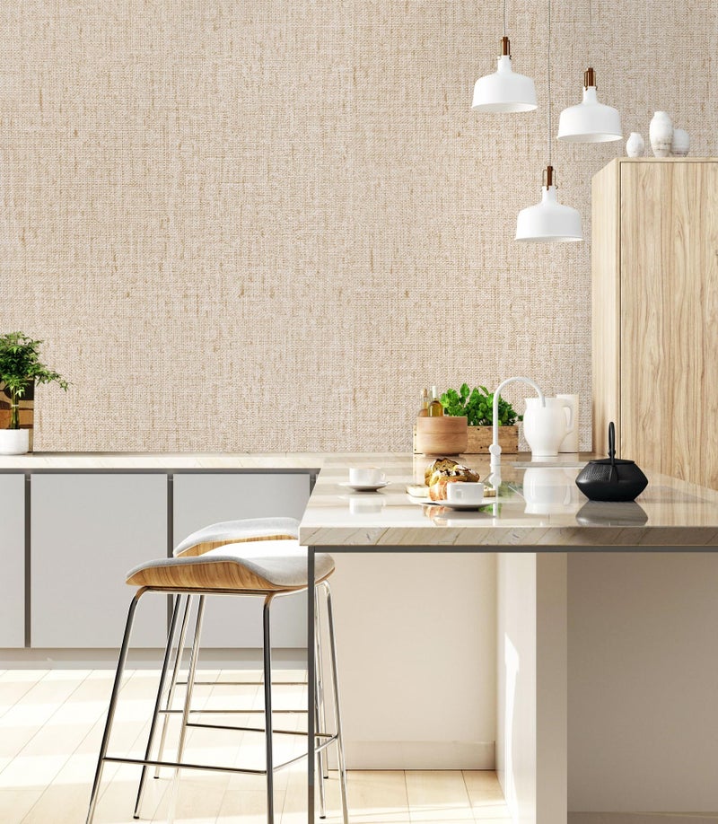 lenify Beige Grasscloth Wallpaper Peel and Stick Wallpaper Textured Contact Paper 15.7inch x 196.8inch Faux Linen Wallpaper Vintage Grasscloth Contact Paper Self Adhesive Removable Wallpaper Vinyl - Image 5